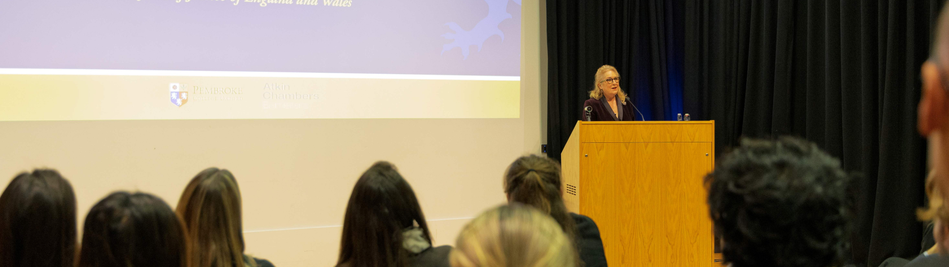 Lady Chief Justice delivering lecture at Pembroke