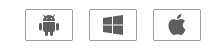 Icons of Android, Microsoft and iOS to indicate where the app can be used.