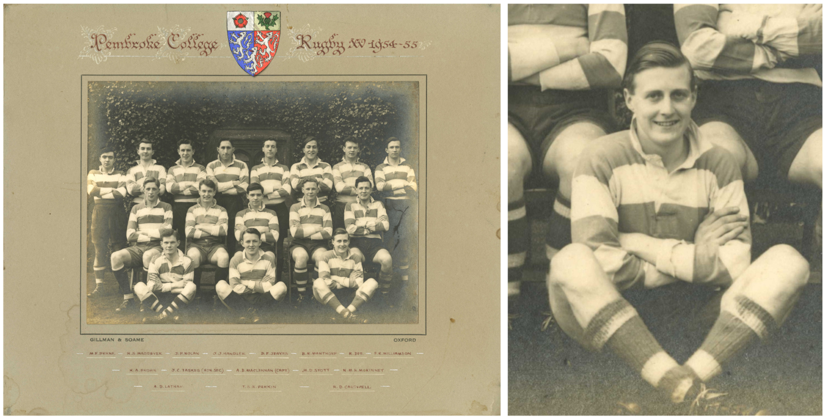 Carswell with Pembroke Rugby Team 1954-55