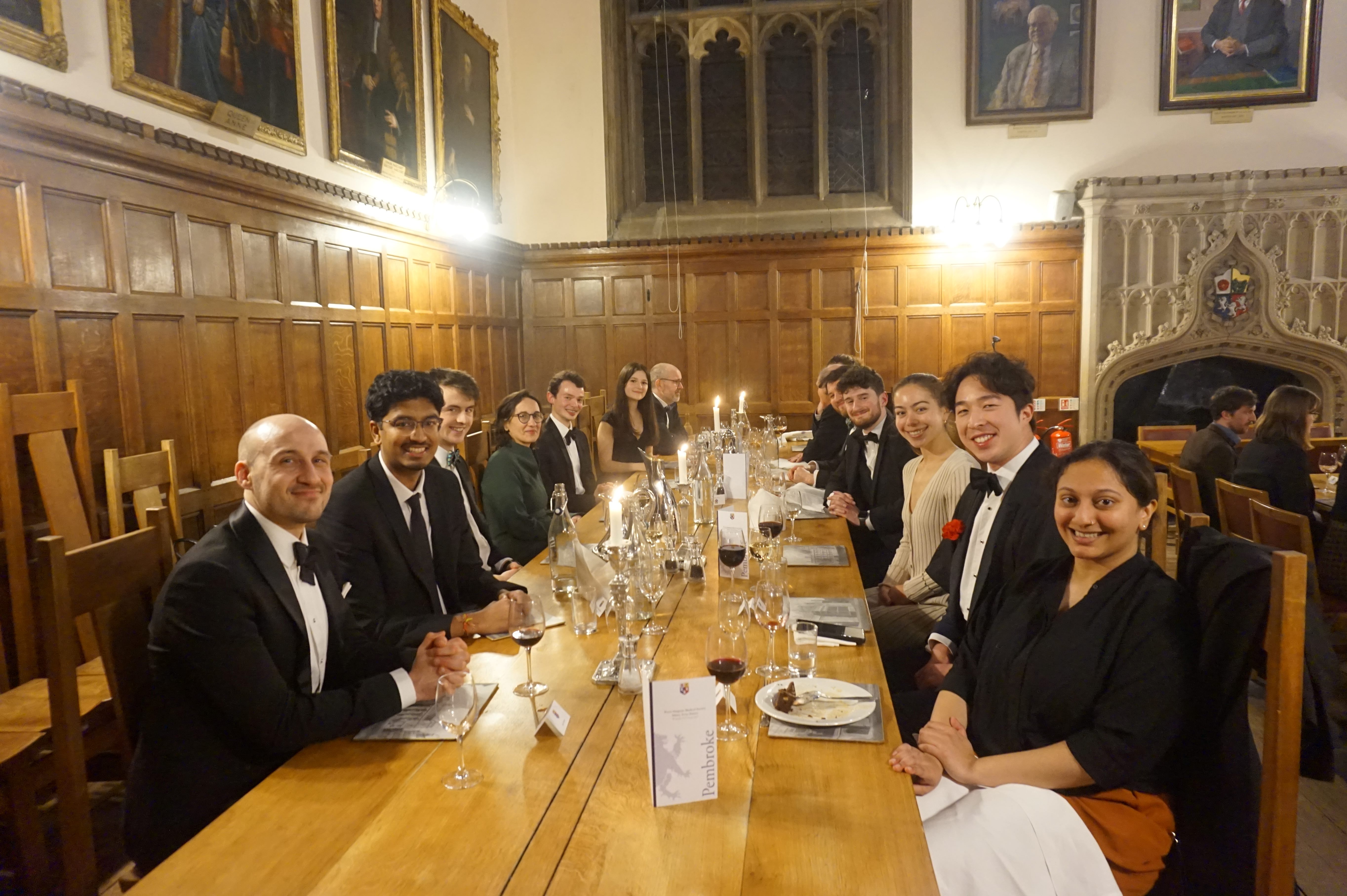 Pembroke Medical students and alumni in Hall.