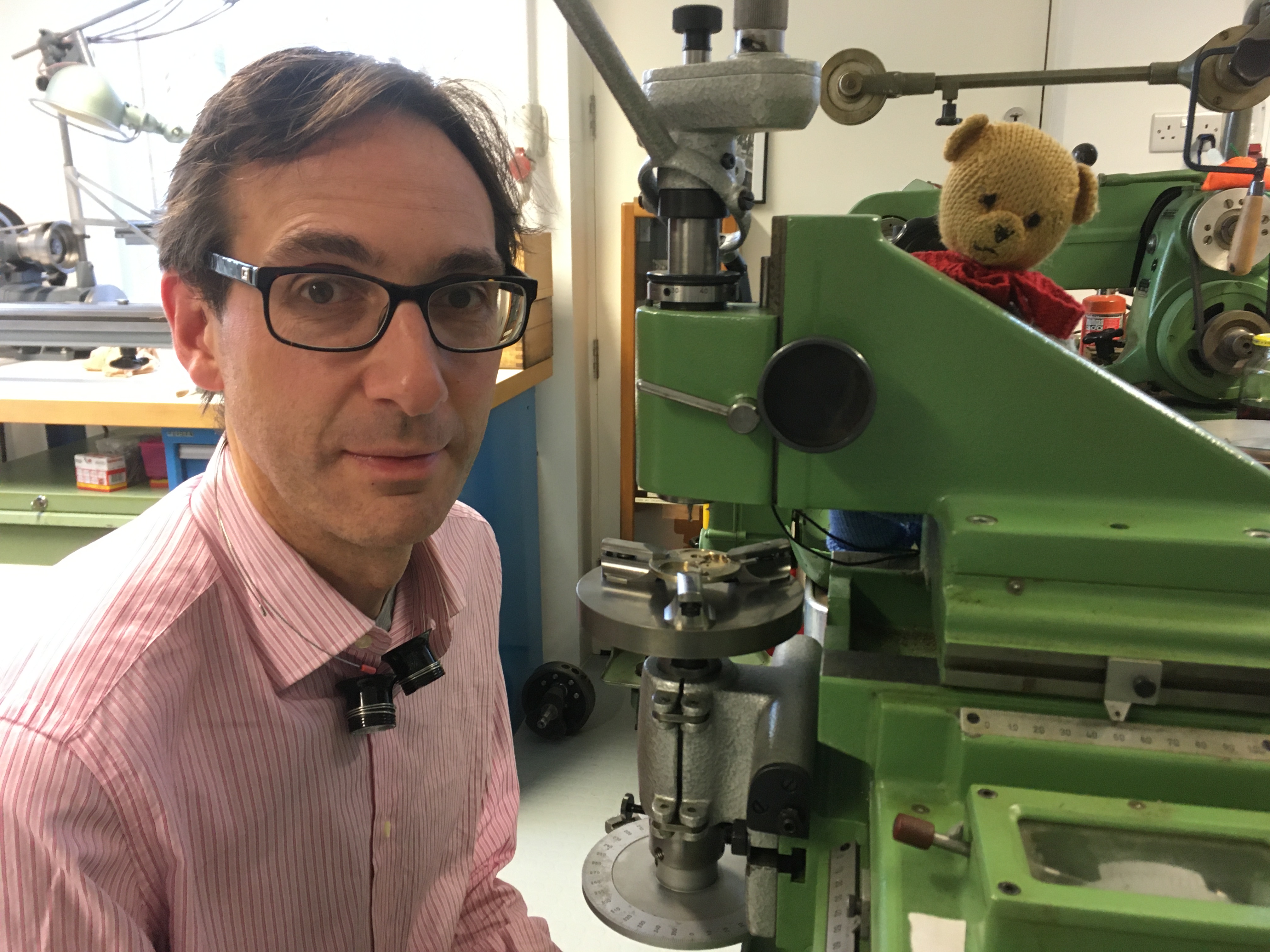 Stephen McDonnell with watchmaking machinery
