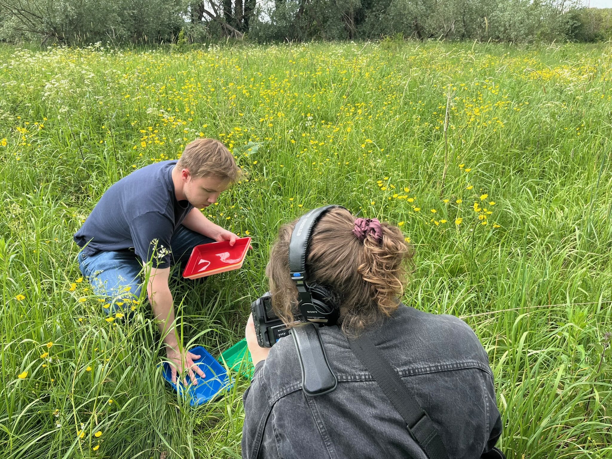 Two Pembroke students filming for the Wild Things project.