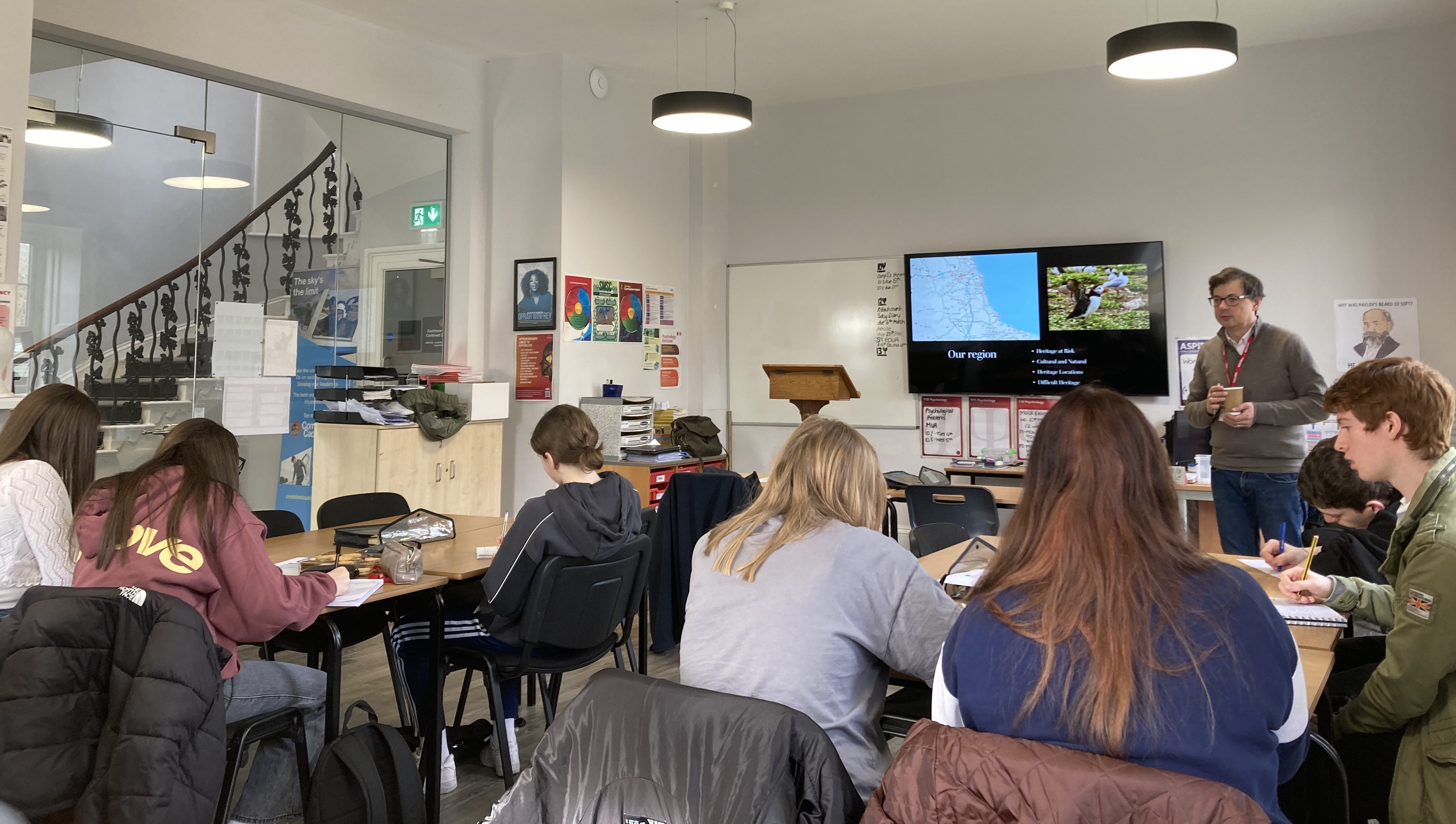 Prof. Giles Gasper addressing a classroom of OxNet students.
