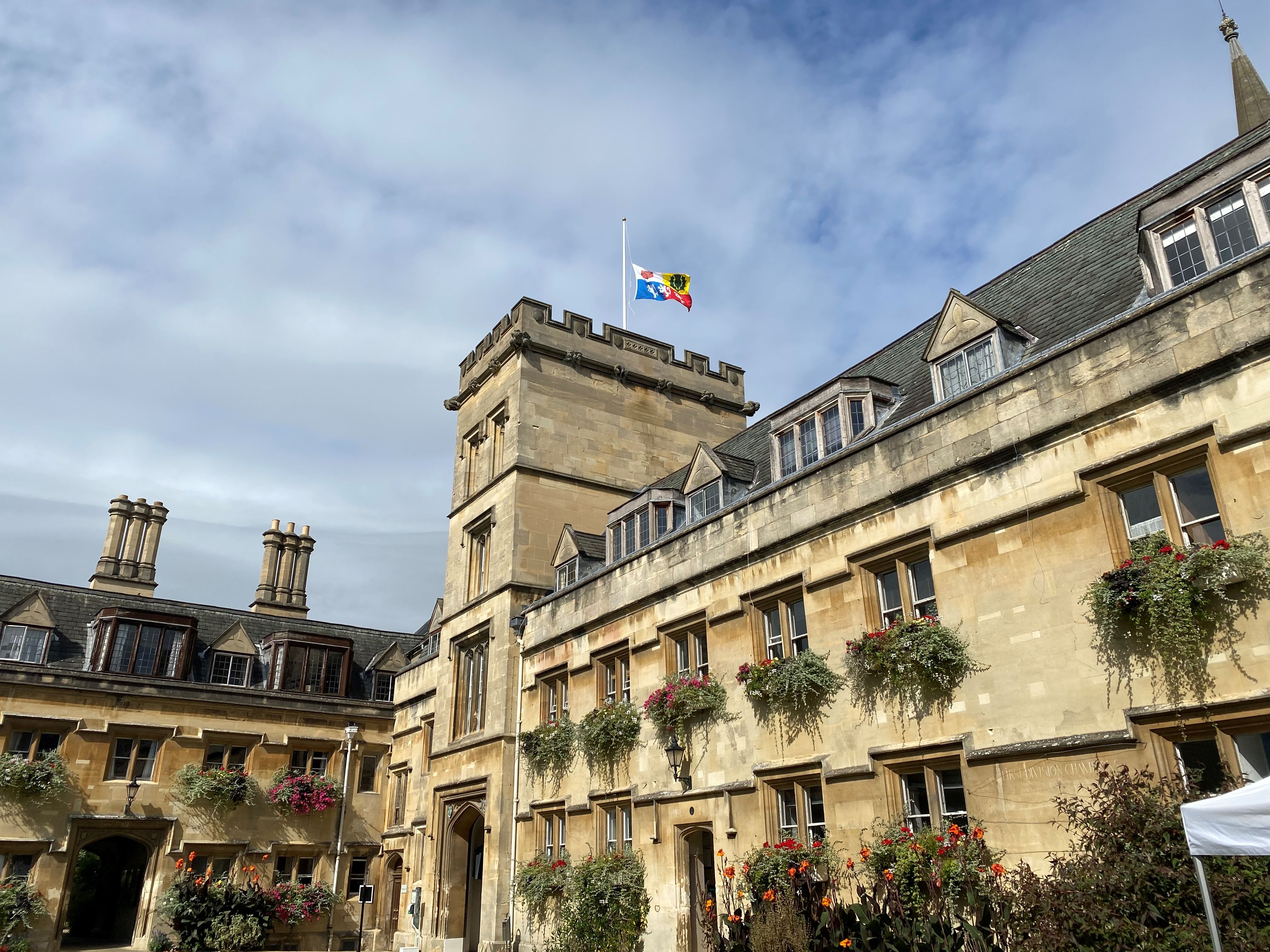 College flat at half-mast