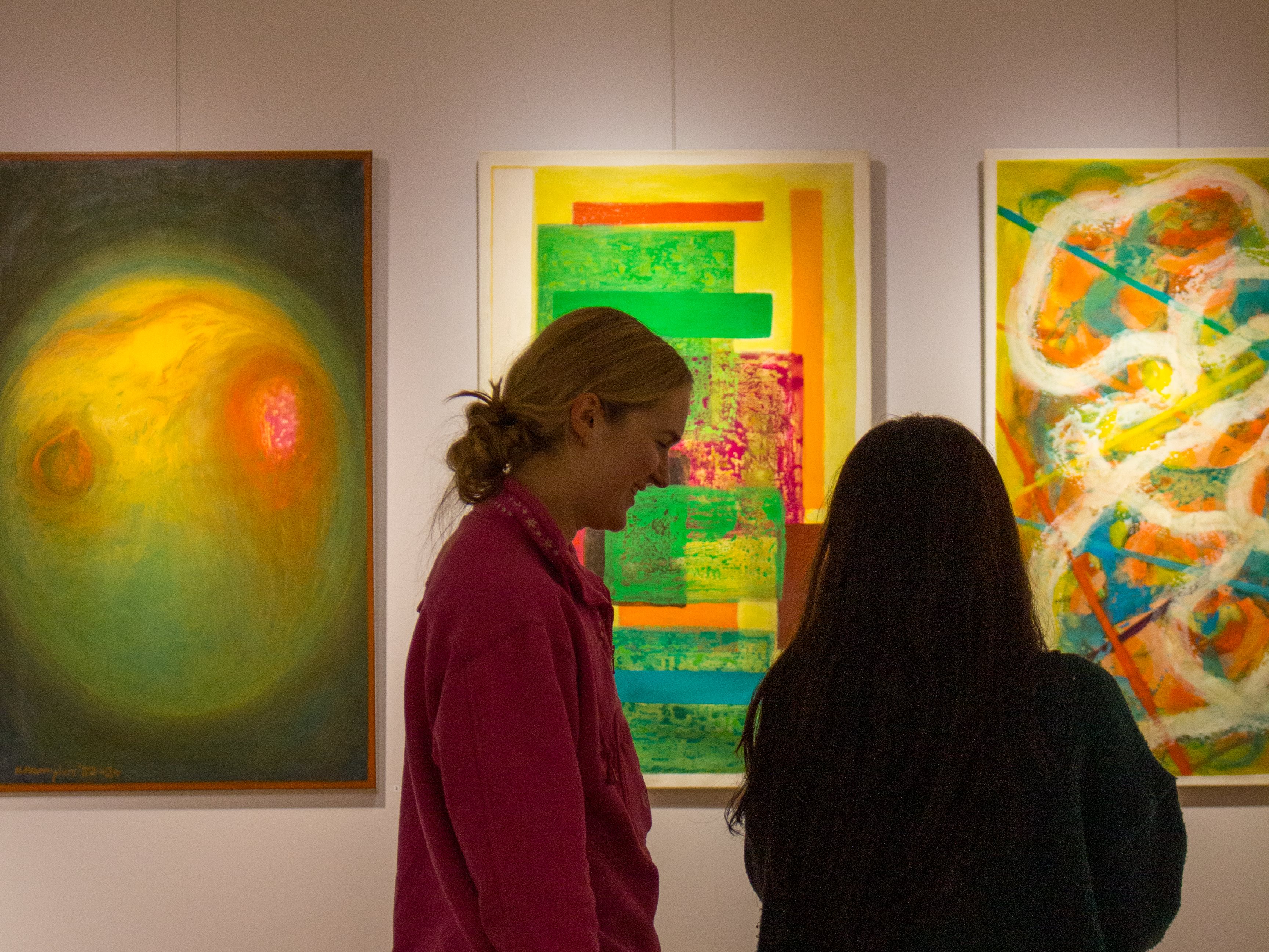 Students in front of Krikor's art.