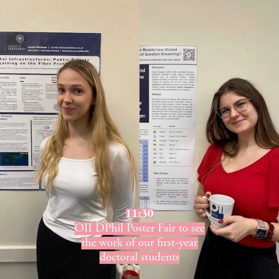 Two DPhil students at the Poster Fair.