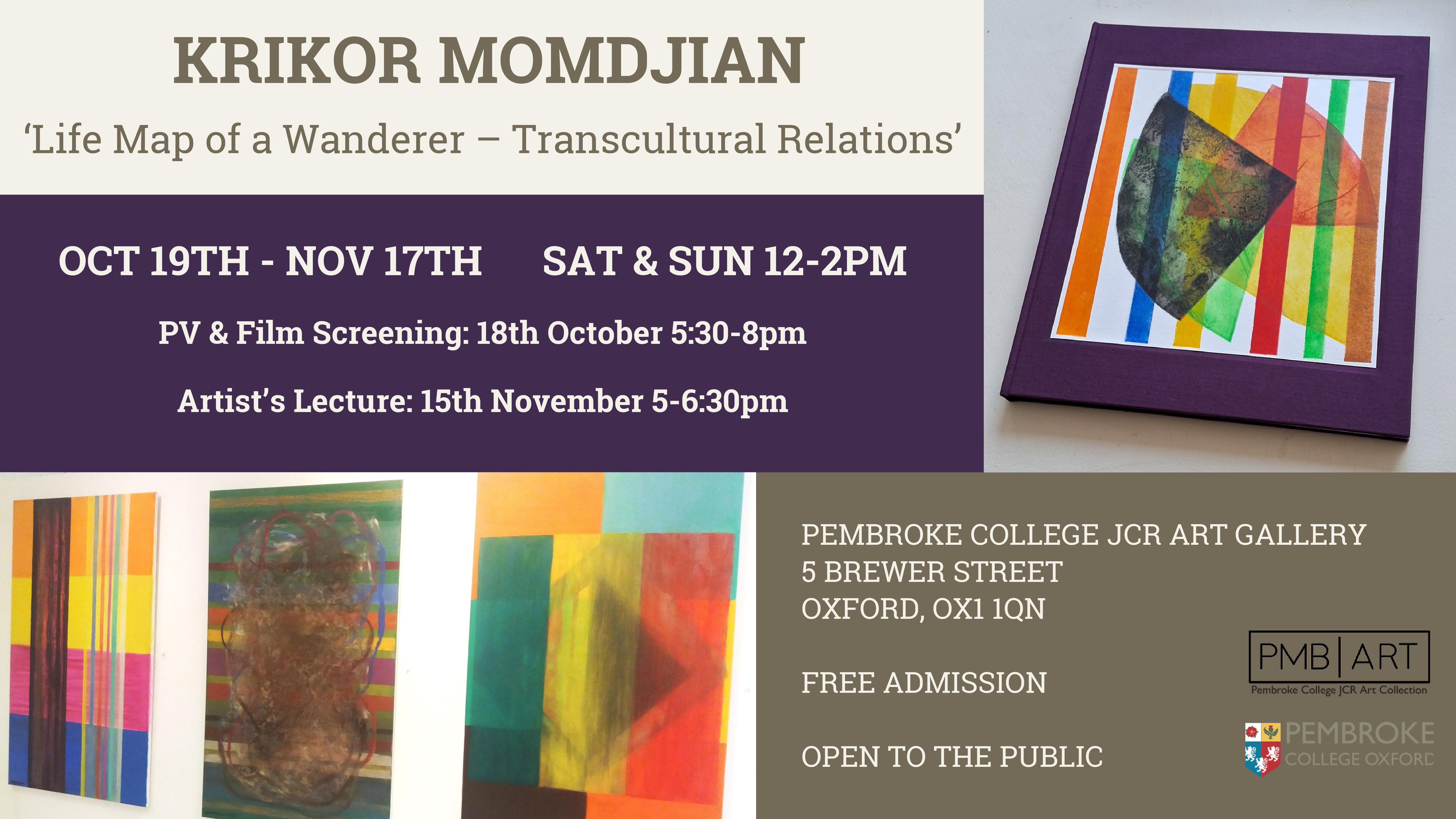 Banner for an exhibition of works by Krikor Momdjian entitled 'Life Map of a Wanderer - Transcultural Relations'