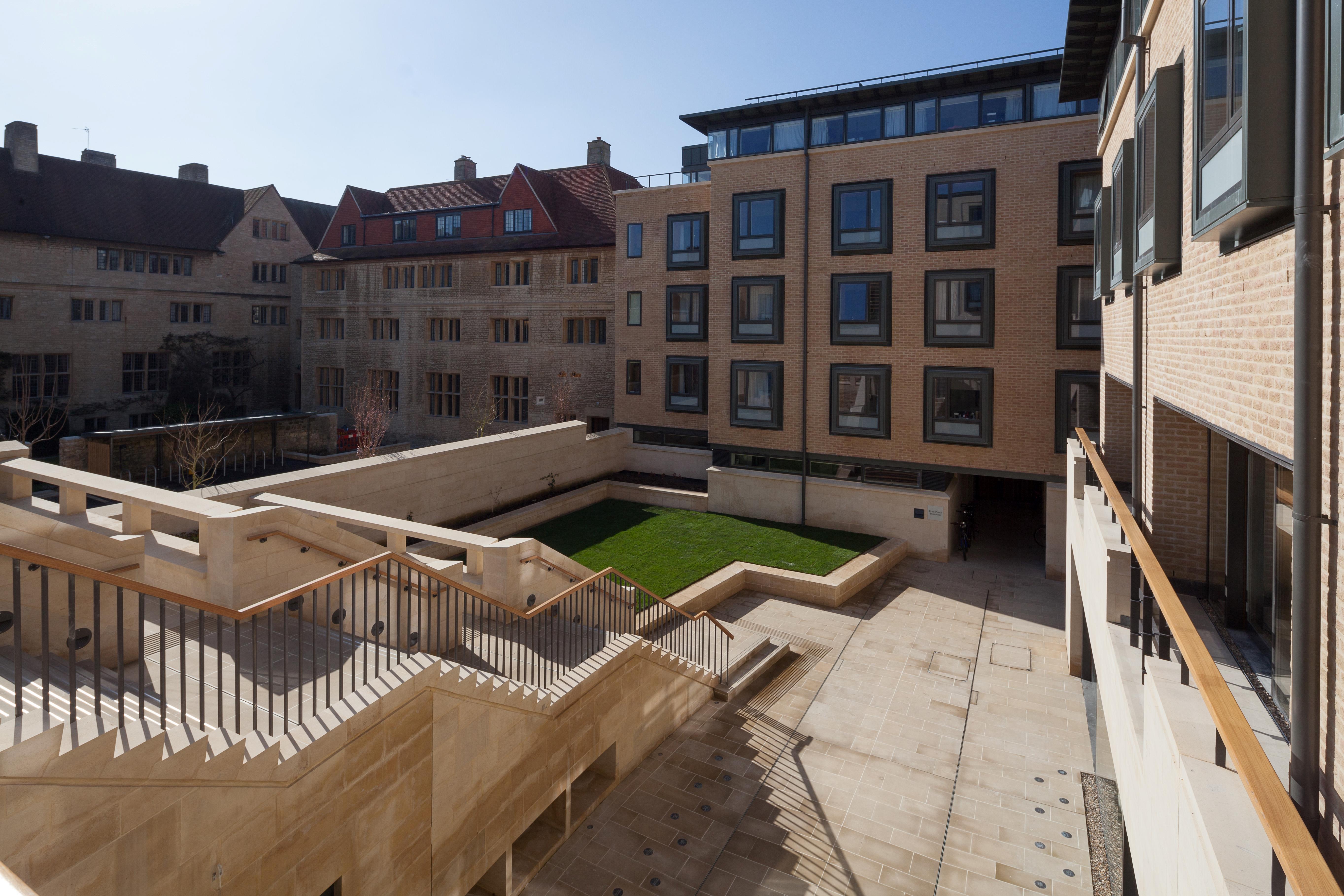 A photo looking down on Rokos Quad from the top of the steps.