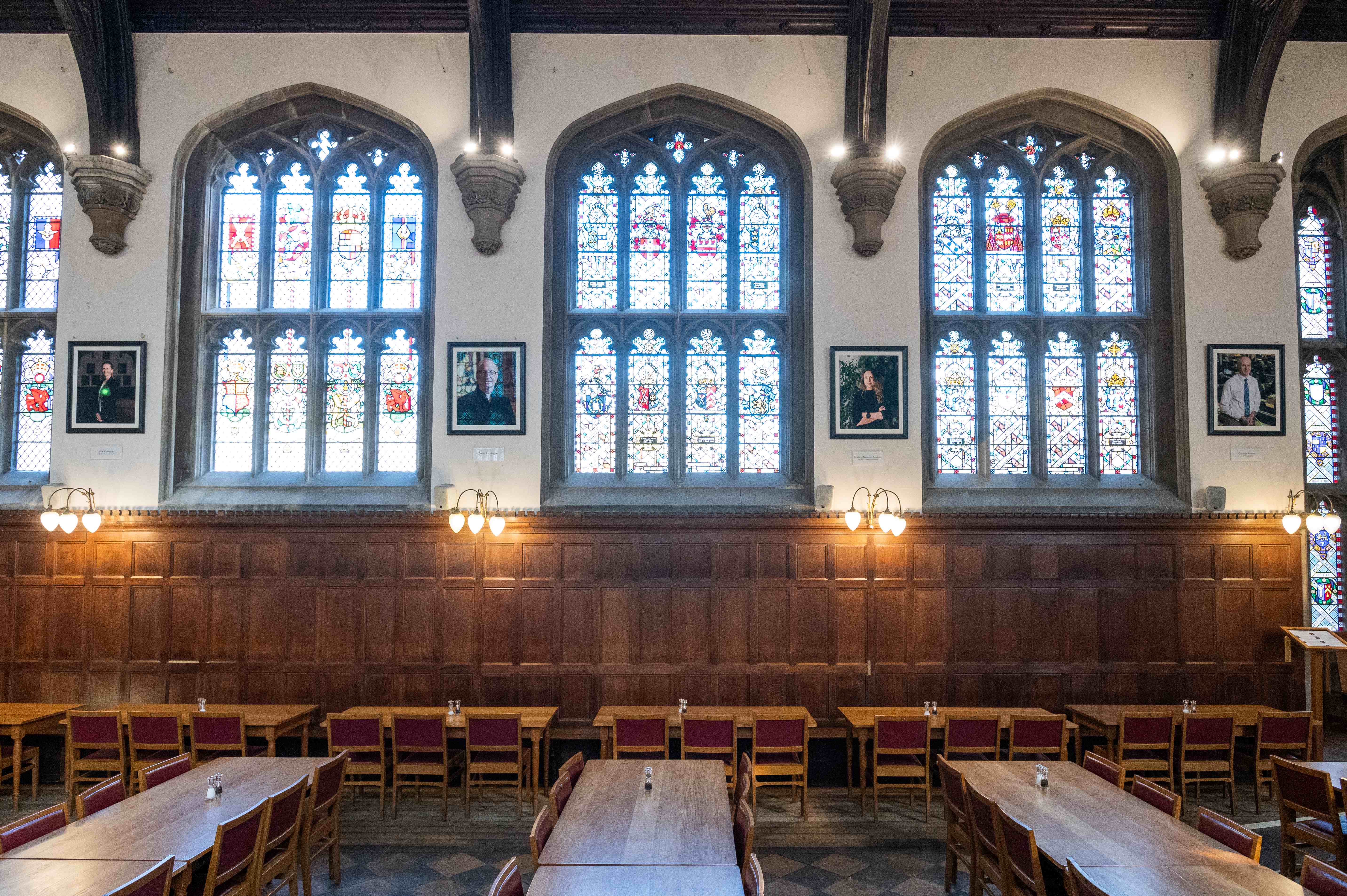 Alumni portraits in Hall