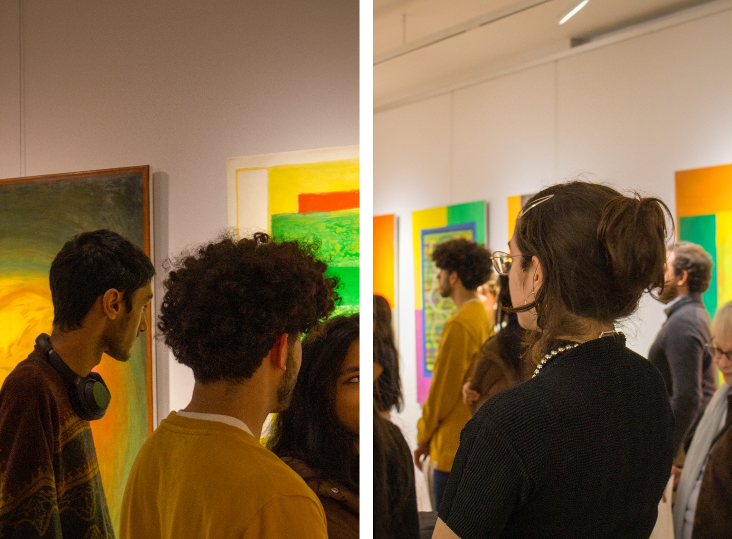 Students admiring Krikor's art.