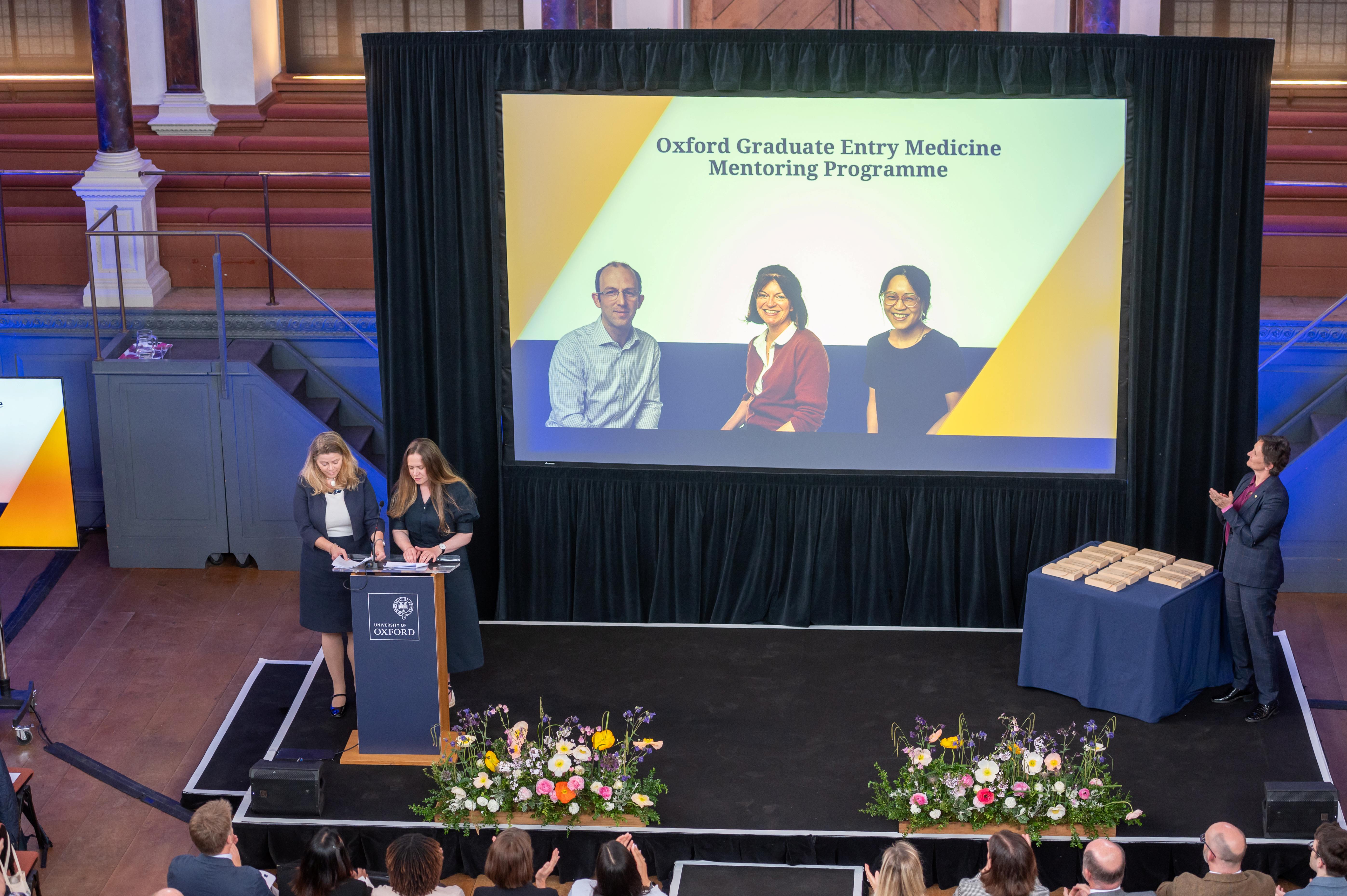Dr Lois Brand's category on the screen at the Vice Chancellor's Awards