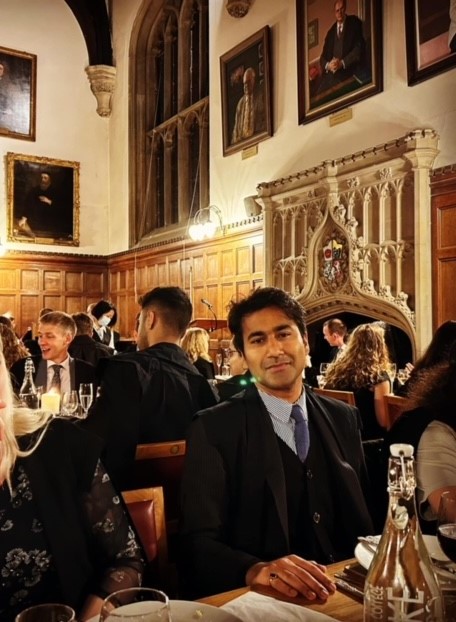 Utkarsh during Formal Hall at Pembroke