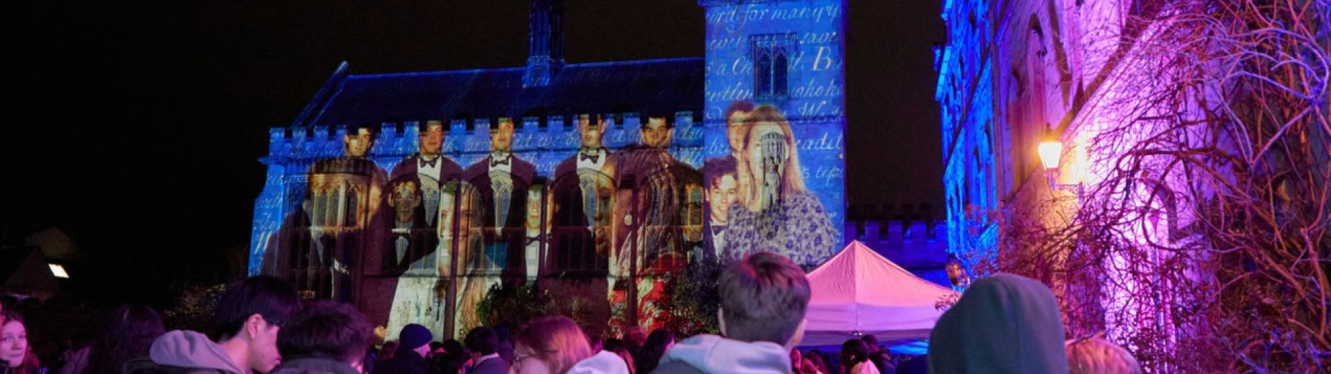 Pembroke Hall illuminated 