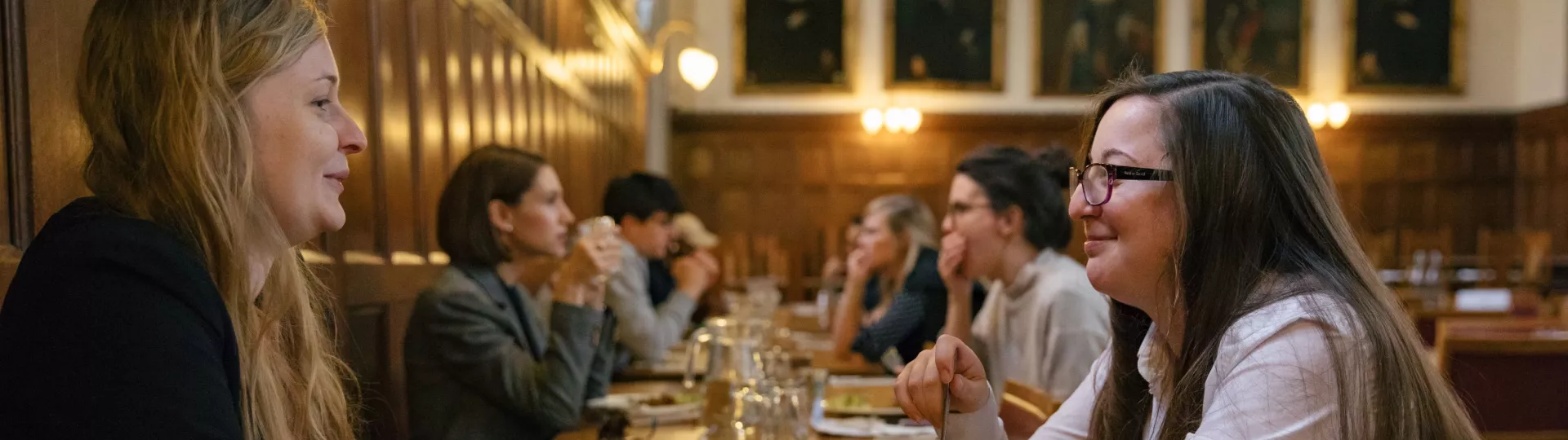 students chatting in hall