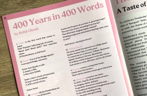 400 years in 400 words poem printed in Pink Times magazine